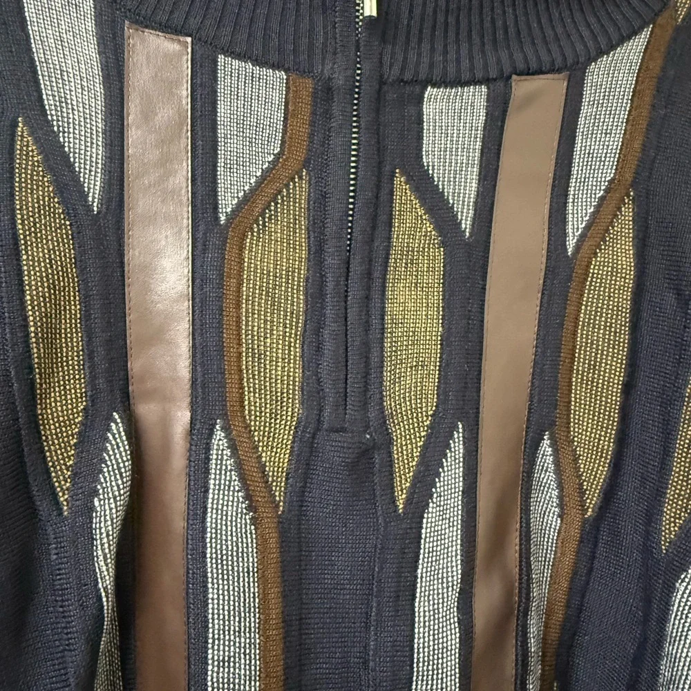 Stacy Adams Geometric Black and Brown Cardigan